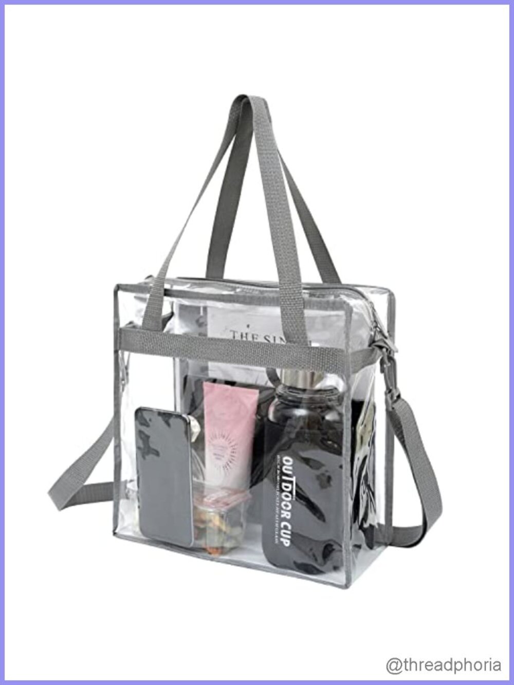 Clear Tote Bag Stadium Approved PVC Nylon 12x6x12 Adjustable Strap